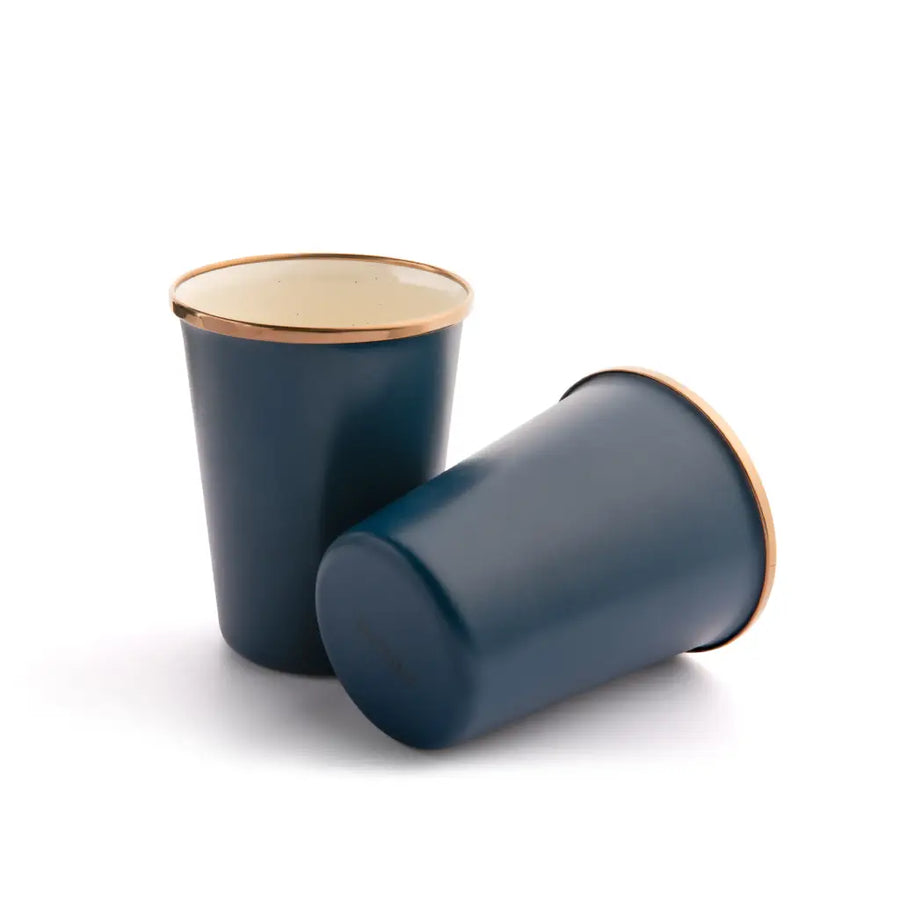 Gobelet en émail bicolore, Tall Cup, set de 2, indigo blue, Barebones